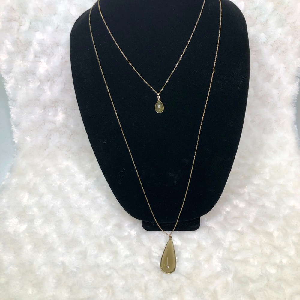 The Loft Double Necklace Gold with Smokey Color Stone